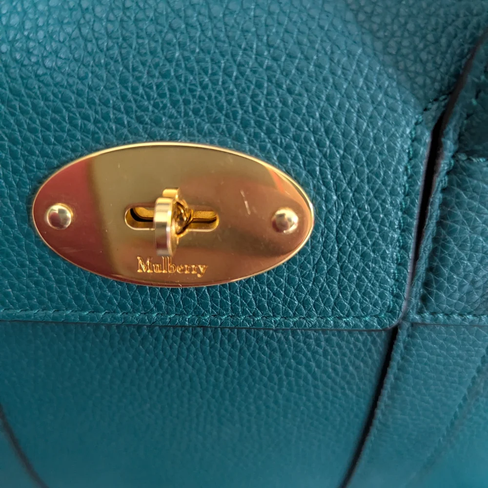 Mulberry Green Small Bayswater Satchel with Gold Hardware and Textured Leather - Picture 9 of 9